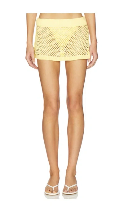 Frankies Bikinis Adaline Crochet Mini Skirt In Yellow