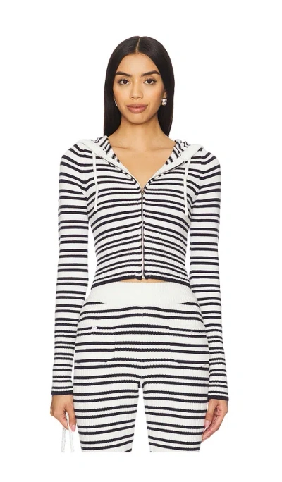 Frankies Bikinis Aimee Knit Hoodie In Navy