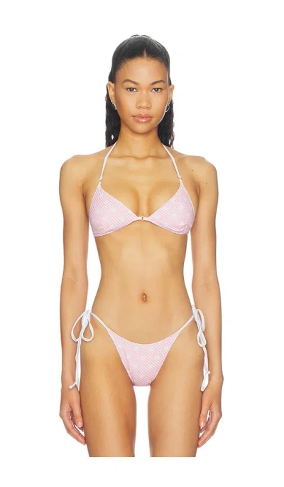 Frankies Bikinis Amore Reversible Bikini Top In Pink