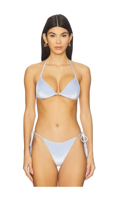 Frankies Bikinis Amore Triangle Bikini Top In Blue
