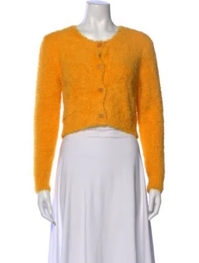 Pre-owned Frankies Bikinis Angora Crew Neck Sweater In Yellow