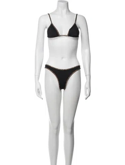 Pre-owned Frankies Bikinis Animal Print Bikini W/ Tags In Black