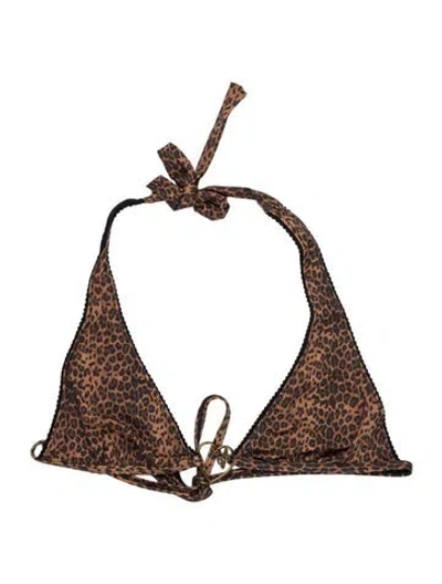 Pre-owned Frankies Bikinis Animal Print Bottoms In Brown