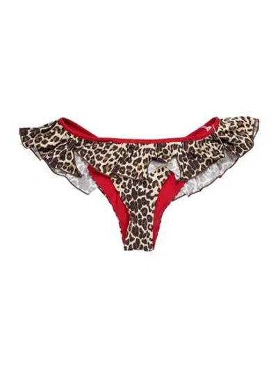 Pre-owned Frankies Bikinis Animal Print Bottoms W/ Tags In Red