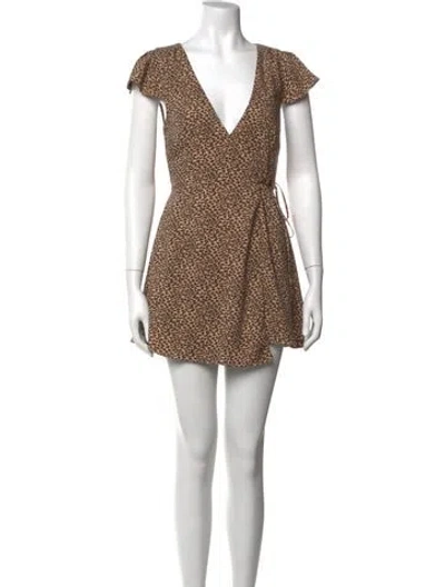 Pre-owned Frankies Bikinis Animal Print Mini Dress In Brown