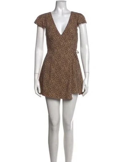 Pre-owned Frankies Bikinis Animal Print Mini Dress In Brown