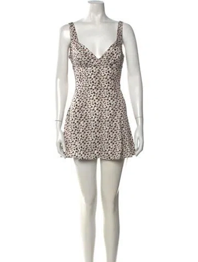 Pre-owned Frankies Bikinis Animal Print Mini Dress In Neutrals