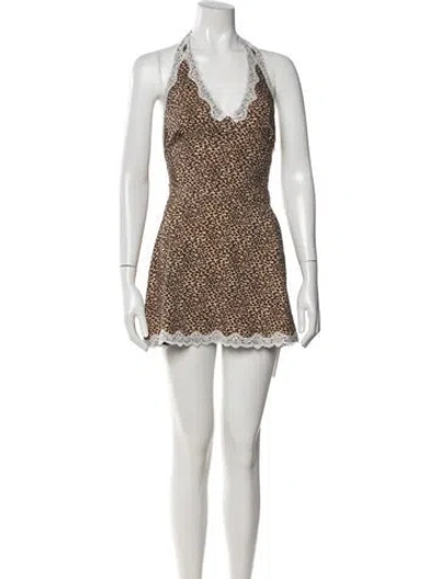 Pre-owned Frankies Bikinis Animal Print Mini Dress W/ Tags In White