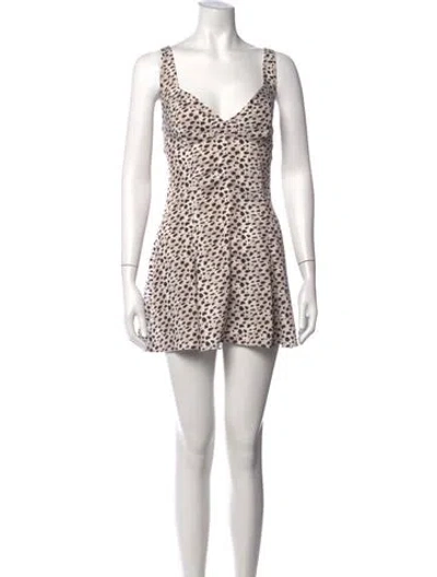 Pre-owned Frankies Bikinis Animal Print Mini Dress In White