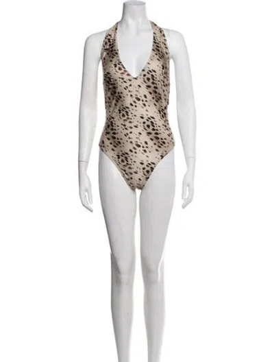 Pre-owned Frankies Bikinis Animal Print One-piece W/ Tags In Multicolor