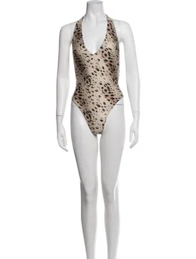 Pre-owned Frankies Bikinis Animal Print One-piece W/ Tags In Multicolor