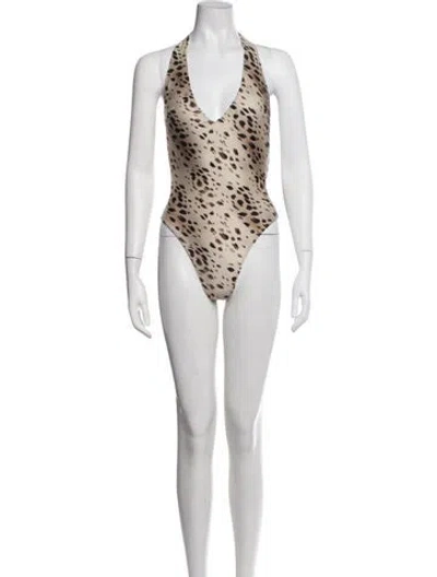 Pre-owned Frankies Bikinis Animal Print One-piece W/ Tags In Multicolor