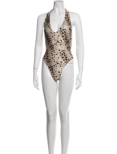 Pre-owned Frankies Bikinis Animal Print One-piece W/ Tags In Multicolor