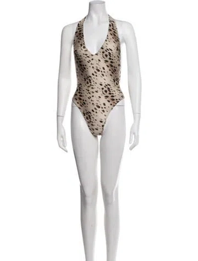 Pre-owned Frankies Bikinis Animal Print One-piece W/ Tags In Multicolor