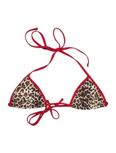 Pre-owned Frankies Bikinis Animal Print Top W/ Tags In Red