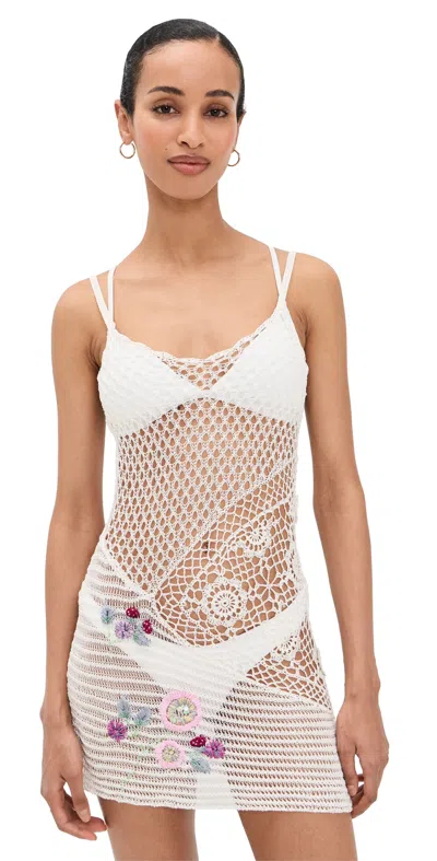 Frankies Bikinis Apollo Crochet Mini Dress In Tanlines