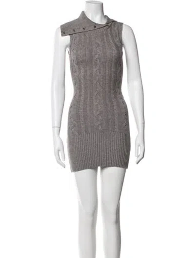 Pre-owned Frankies Bikinis Asymmetrical Mini Dress In Grey