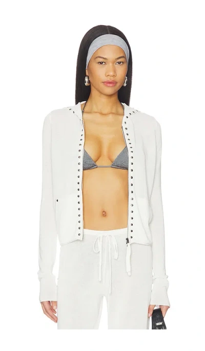 Frankies Bikinis Atlas Knit Hoodie In White