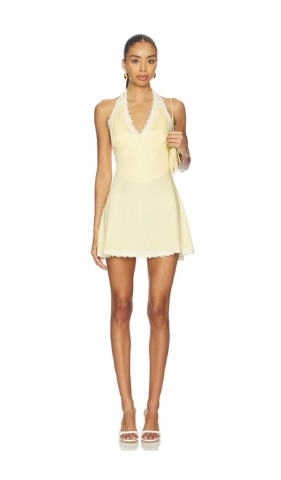 Frankies Bikinis Audrey Satin Dress In Yellow