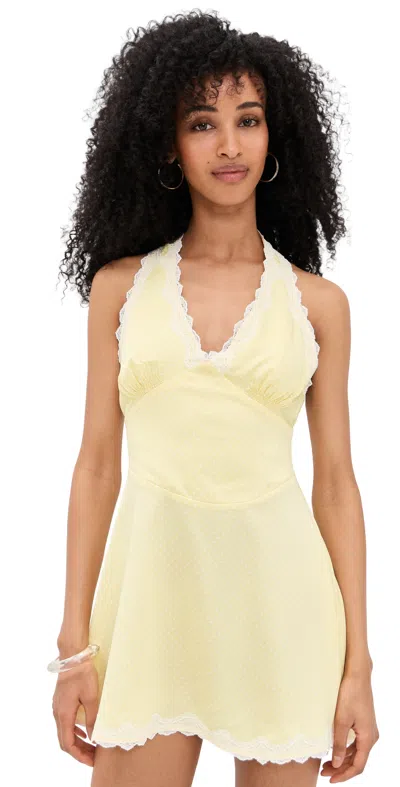 Frankies Bikinis Audrey Satin Dress Whipped Butter Dottie In Neutral