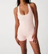 Frankies Bikinis Aurora Shine Jacquard Bodysuit In Pink Petals In Multi
