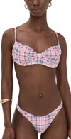 Frankies Bikinis Austin Seersucker Bikini Top Americana Plaid