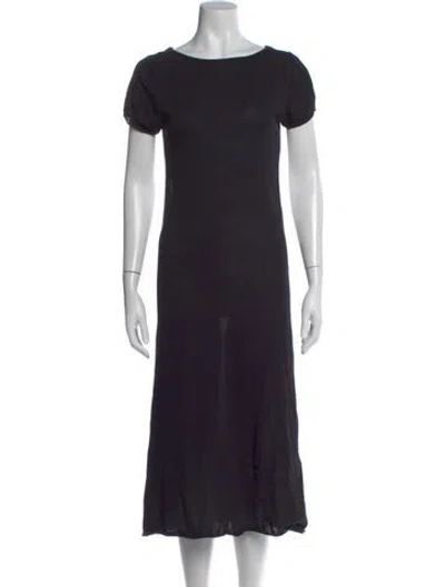 Pre-owned Frankies Bikinis Bateau Neckline Midi Length Dress W/ Tags In Black