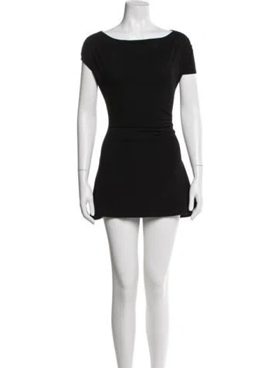 Pre-owned Frankies Bikinis Bateau Neckline Mini Dress In Black