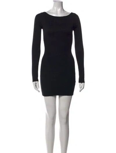 Pre-owned Frankies Bikinis Bateau Neckline Mini Dress In Black