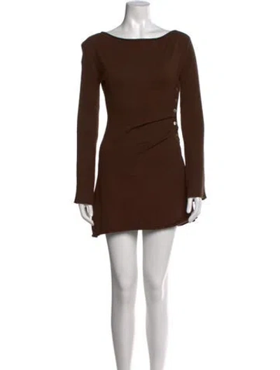 Pre-owned Frankies Bikinis Bateau Neckline Mini Dress In Brown