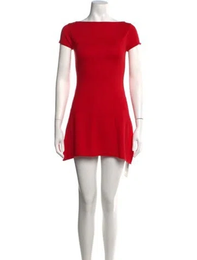 Pre-owned Frankies Bikinis Bateau Neckline Mini Dress In Red