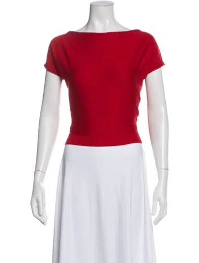 Pre-owned Frankies Bikinis Bateau Neckline Sweater In Red