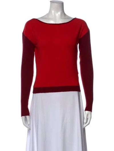 Pre-owned Frankies Bikinis Bateau Neckline Sweater In Red