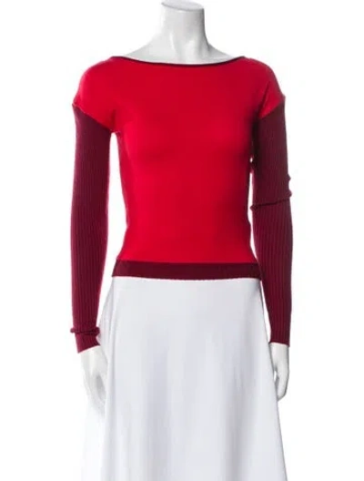 Pre-owned Frankies Bikinis Bateau Neckline Sweater W/ Tags In Red