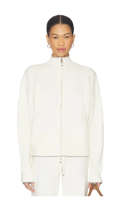 Frankies Bikinis Bea Cable Knit Sweater In White