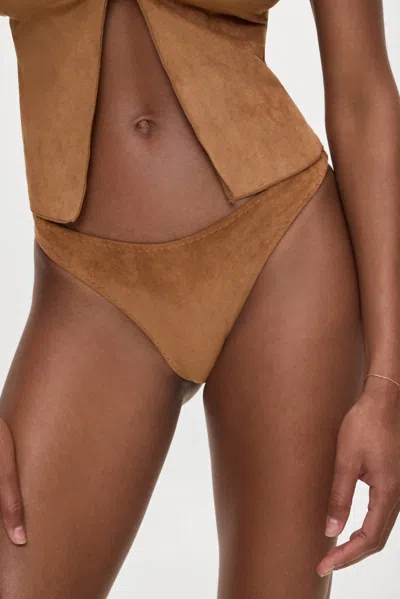 Frankies Bikinis Bella Hadid's Dove Bikini Bottom In Sunkissed Suede In Brown
