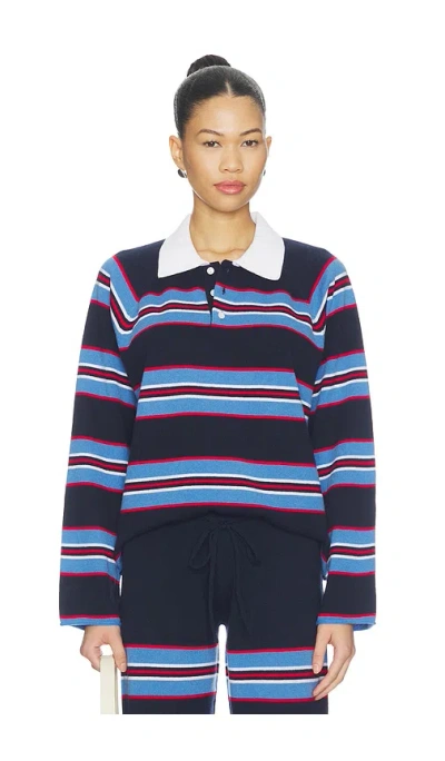Frankies Bikinis Benson Collared Rugby Top In Rugby Stripe
