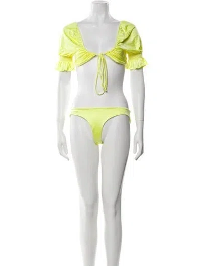 Pre-owned Frankies Bikinis Bikini In Yellow