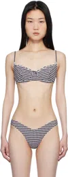 Frankies Bikinis Black & White Cola Gingham Underwire Bikini Top In Blackberry Gingham