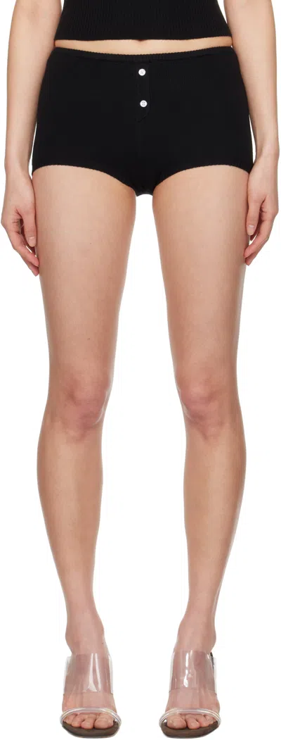 Frankies Bikinis Black Bradley Knit Booty Shorts