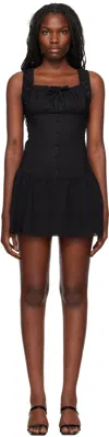 Frankies Bikinis Black Christa Ruffle Minidress In Black