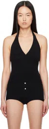 Frankies Bikinis Black Dylan Knit Halter Top In Black