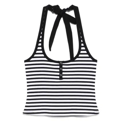 Frankies Bikinis Black White Tops In Black,white