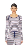 Frankies Bikinis Blair Rib Shirt In Love Stripe