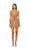 Frankies Bikinis Bloom Chiffon Mini Dress In Brown