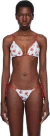 Frankies Bikinis Blue & Red Lumia Floral Triangle Bikini Top In Rosewater Print