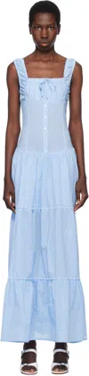 Frankies Bikinis Blue Christabelle Polka Dot Maxi Dress In Raindrop Print