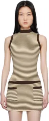 Frankies Bikinis Brown & Beige Mila Sleeveless Knit Sweater In 70s Stripe