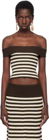 Frankies Bikinis Brown & Off-white Bella Hadid Edition Tucker Knit Top In Cowboy Stripe