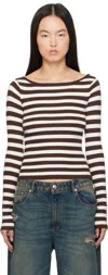 Frankies Bikinis Brown & Off-white Theo Striped Knit Sweater In Brown Sugar Stripe